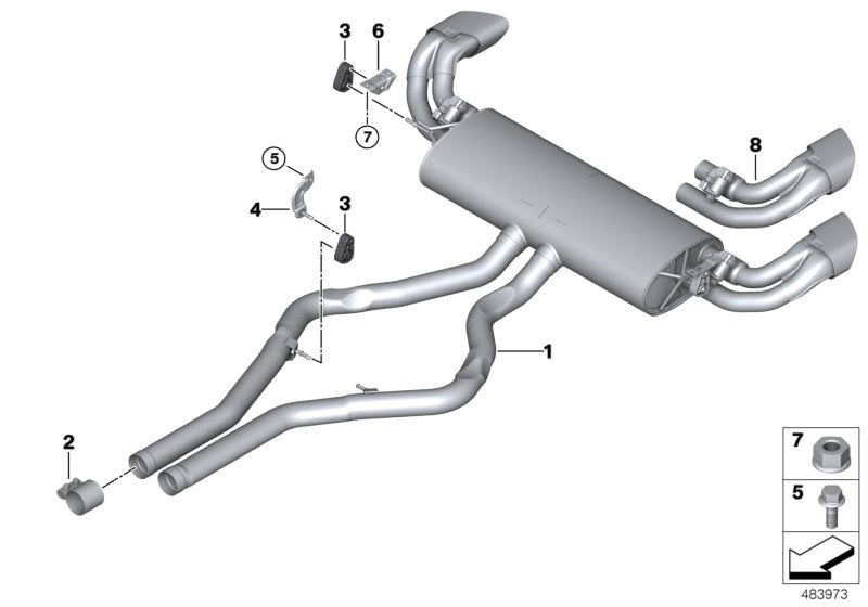 Genuine BMW 18307646119 E70 Rear Muffler (Inc. X5 50iX)