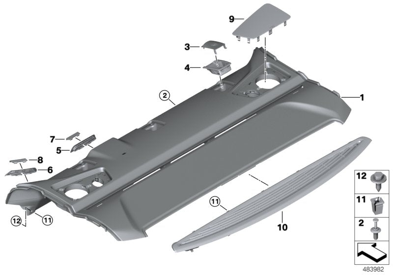 Genuine BMW 51468065041 F90 G30 Rear Window Shelf ANTHRAZIT (Inc. 530eX, 540i & 530dX)