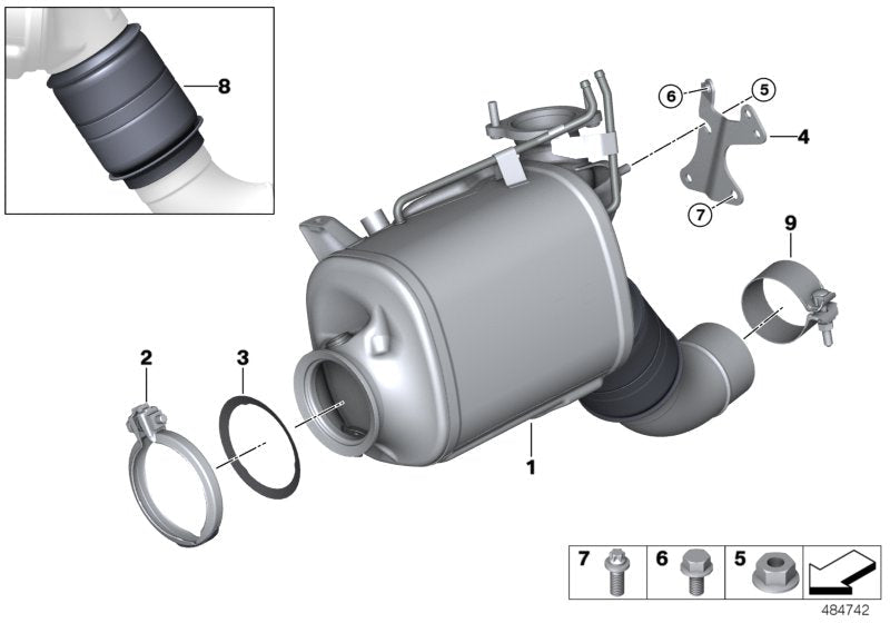 Genuine BMW 18308581786 G11 G06 G02 At-Diesel Particulate Filter EU5 (Inc. 730Ld, 730LdX & X7 30dX)