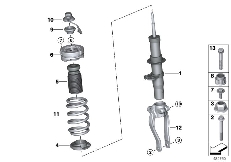 Genuine BMW 31307856893 F90 Spring Strut, Edc, Front Left (Inc. M5)