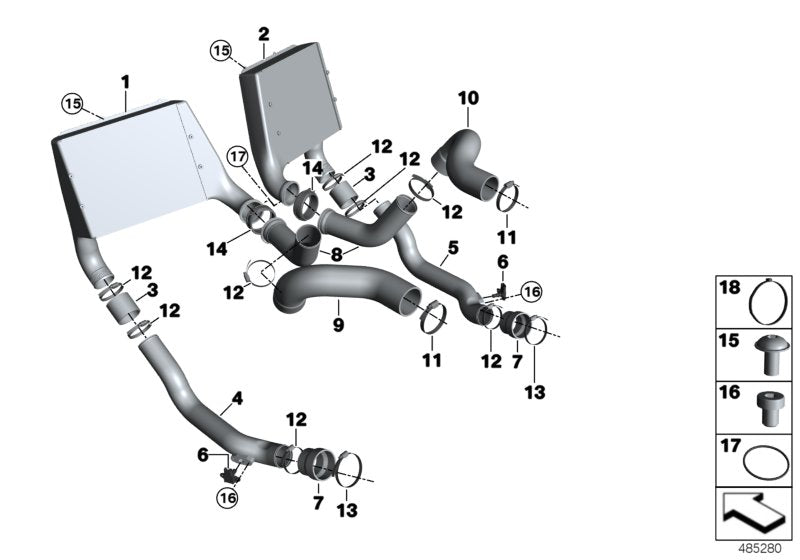 Genuine BMW 17508428239 Charge Air Tube "HOT" (Inc. M6 GT3)