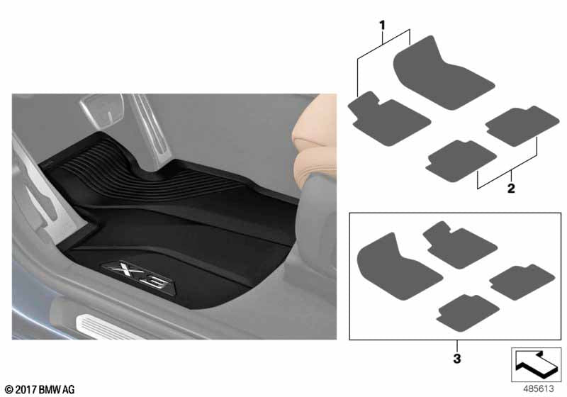 Genuine BMW 51472450513 Floor Mats, All-Weather SW./4-TLG./RHD | ML Performance UK Car Parts