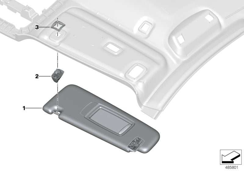 Genuine BMW 51168073758 G32 Right Sun Visor ANTHRAZIT (Inc. 640dX, 620dX & 630i)