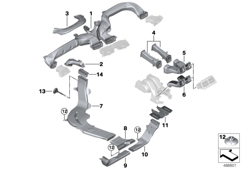Genuine BMW 64229330654 G30 F90 G31 Air Duct, Rear Compartment, Rear Left (Inc. 630iX, 530e & M5)
