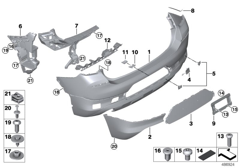 Genuine BMW 51129448905 F39 Bumper Trim Panel, Primed, Rear ICAM (Inc. X2)