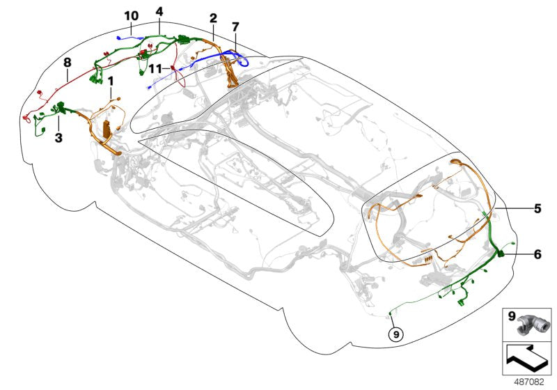 Genuine BMW 61119180538 E88 E87 E92 Rep. Wiring Harness, Strut Sector, Left (Inc. 320d, 320xd & 120d)