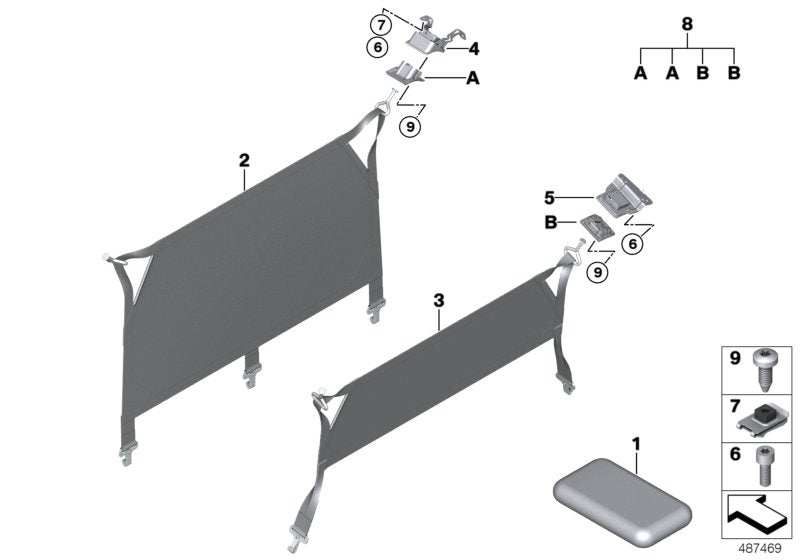 Genuine BMW 51477474987 F39 Holder, Luggage Partition Net, Frnt Lft. (Inc. X2)