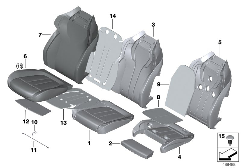 Genuine BMW 52108067025 F90 Foam Pad For Thigh Bolster (Inc. M5)