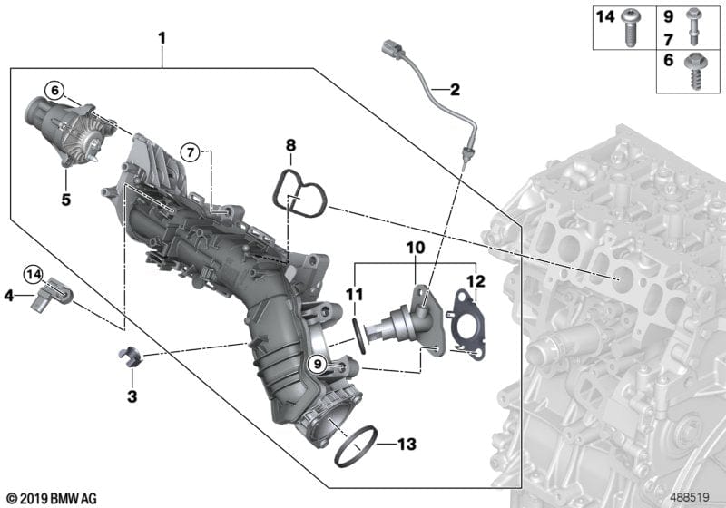 Genuine BMW 13628576316 G05 F07 G01 Temperature Sensor, Exhaust L=216mm (Inc. 220d, X1 16d & 730LdX)