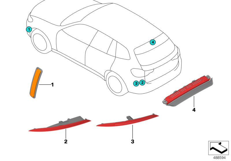 Genuine BMW 63147323185 G02 F16 Rear Fog Lamp/Reflector, Left (Inc. X4)