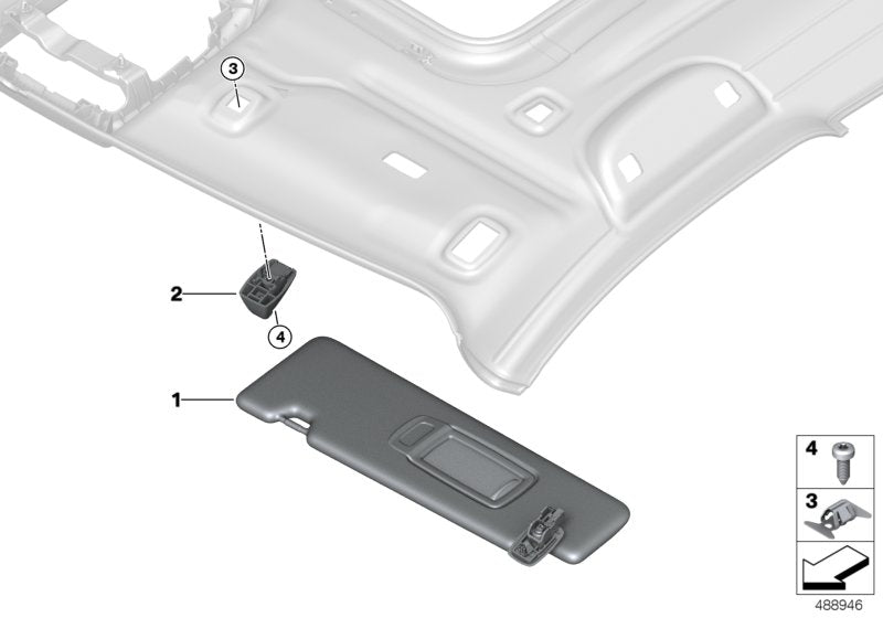 Genuine BMW 51167429920 F39 Right Sun Visor SCHWARZ (Inc. X2)