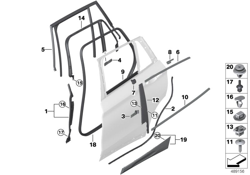 Genuine BMW 51767420832 F39 Gap Seal B-Pillar Rear Door Right (Inc. X2)