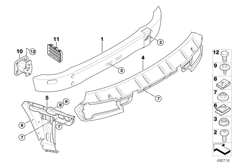 Genuine BMW 51128044544 E63 E64 Carrier, Bumper Rear M (Inc. M6)