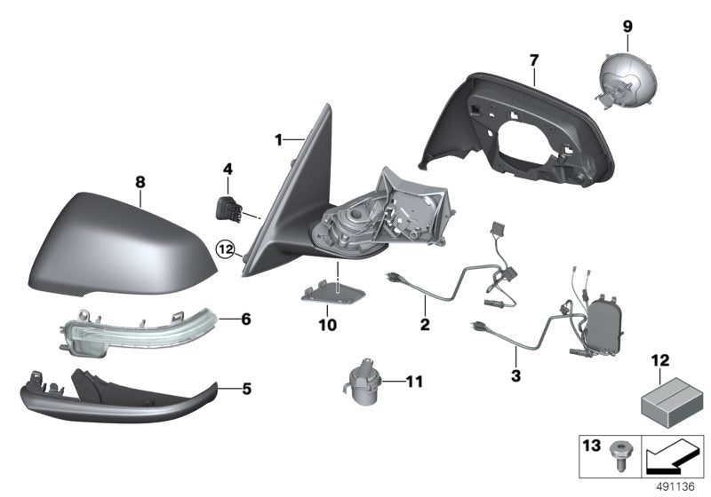 Genuine BMW 61136844413 Connector Housing For Exterior Mirror (Inc. X1)