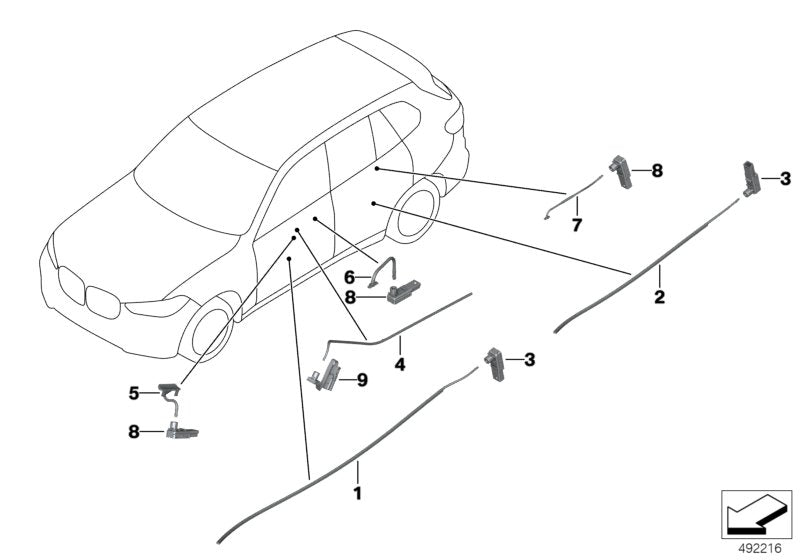 Genuine BMW 63316996271 G07 G05 G06 Optical Conduct., Door Opener, Rear Left (Inc. X7 & X6 30iX)