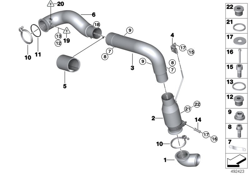 Genuine BMW 18308416346 Exhaust Pipe, Right TURBO>CATALYST (Inc. M6 GT3)