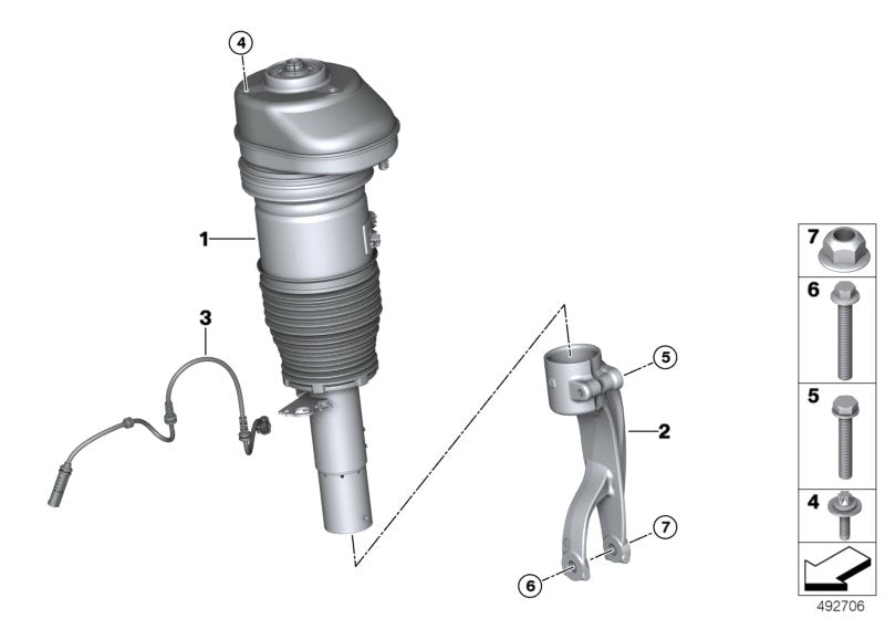 Genuine BMW 37106869029 Air Suspension, Front Left, Vdm Low