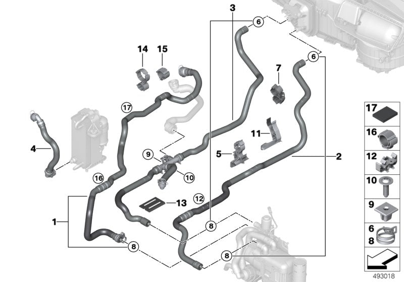 Genuine BMW 07146844852 G32 G11 Hose Bracket, Rotating (Inc. 530iX, 730i & 640i)