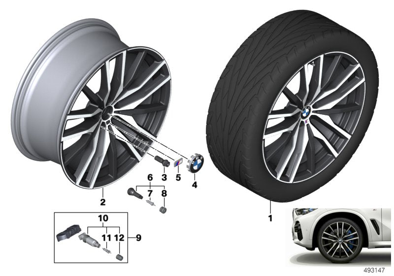 Genuine BMW 36118090014 G05 G06 Disc Wheel Light Alloy Jet Bl.Sol.Paint 10,5JX22 ET:43 (Inc. X5)