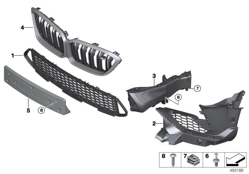 Genuine BMW 51118097500 Grill, Bumper, Center, Front CS