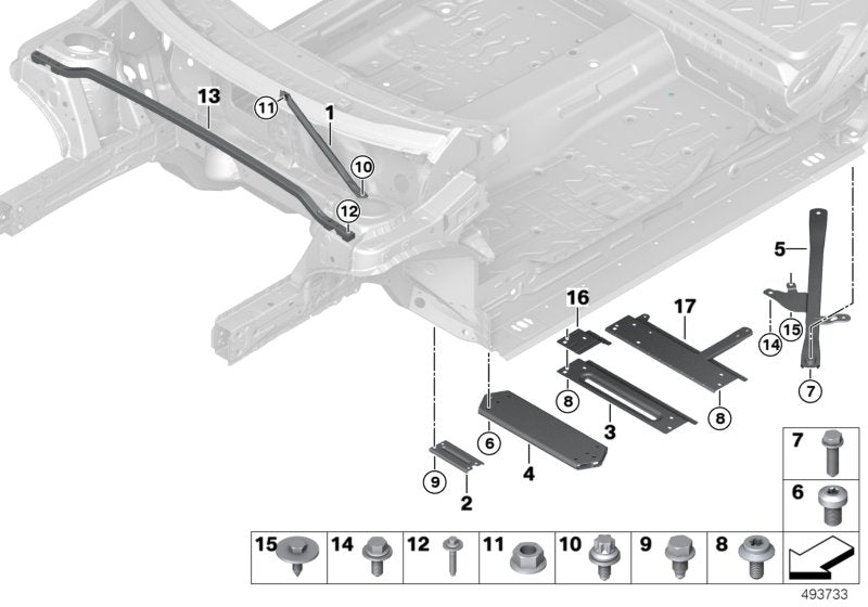 Genuine BMW 51617292793 F39 Strut Tower Brace, Right (Inc. 220dX & X2)