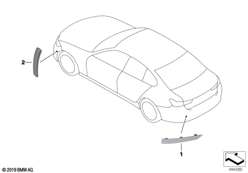 Genuine BMW 63147420448 G20 G21 Reflector, Rear Right (Inc. 330d, 320i & 320i 1.6)