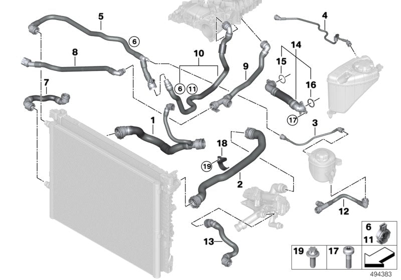 Genuine BMW 17128678504 G16 G30 G31 Hose Heater Return (Inc. 740LiX, 740iX & 640i)