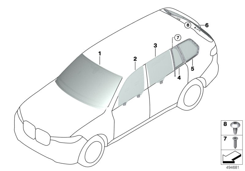Genuine BMW 51358496029 G07 Side Window, Door, Left Rear VSG-SSG (Inc. X7)