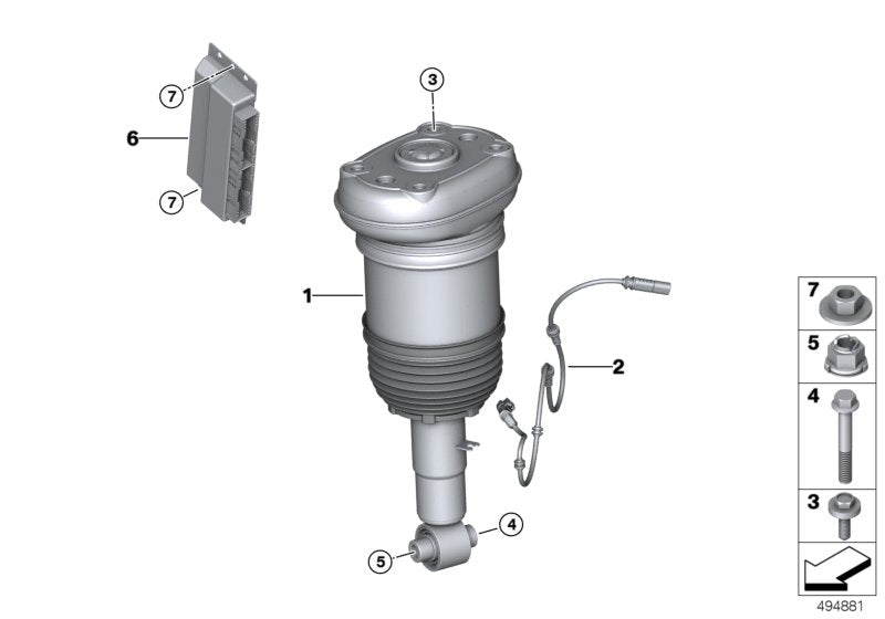 Genuine BMW 37106869038 G05 G06 Air Spring Strut, Rear Right VDC (Inc. X5 45eX & X6)