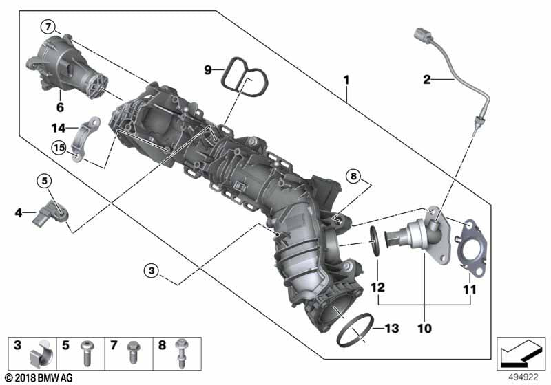 Genuine BMW 11618596906 Intake sys.EGR w.air flap control RDE