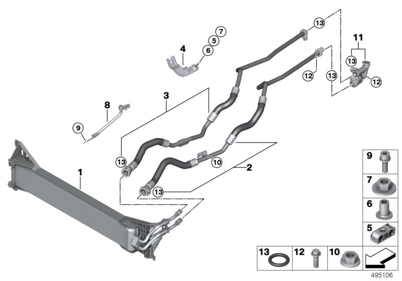 Genuine BMW 17228053478 Transmission Oil Cooler Line, Flow (Inc. X3 M & X4 M)