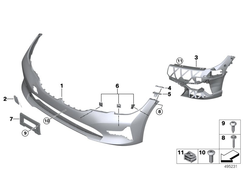 Genuine BMW 51118496485 G20 G21 TriCover, Bumper, Primed, Front US BASIS (Inc. 330d, 320dX & 320i)