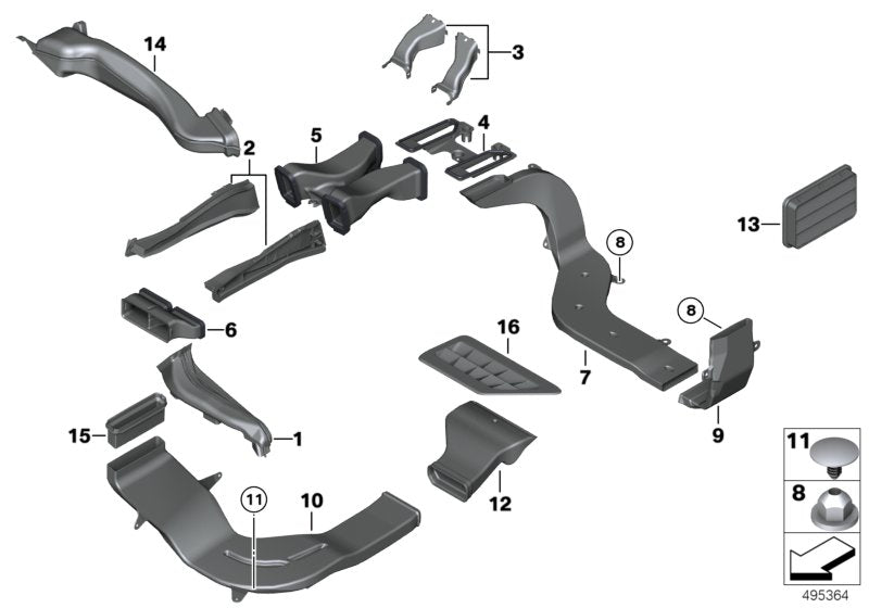Genuine BMW 64229168935 Air Duct, Center, Rear (Inc. 750LiS, 530dX & 750LdX)