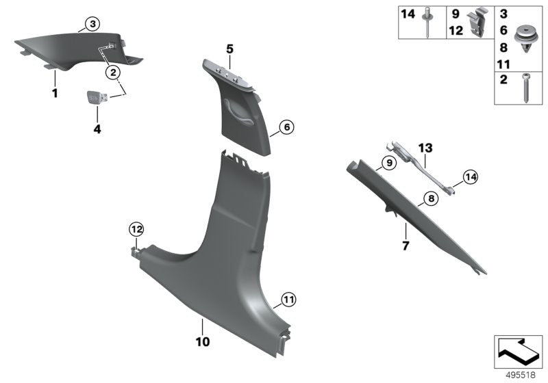 Genuine BMW 51437433248 G20 Bracket, Column C Cover, Right (Inc. M340i, 320dX & 330d)
