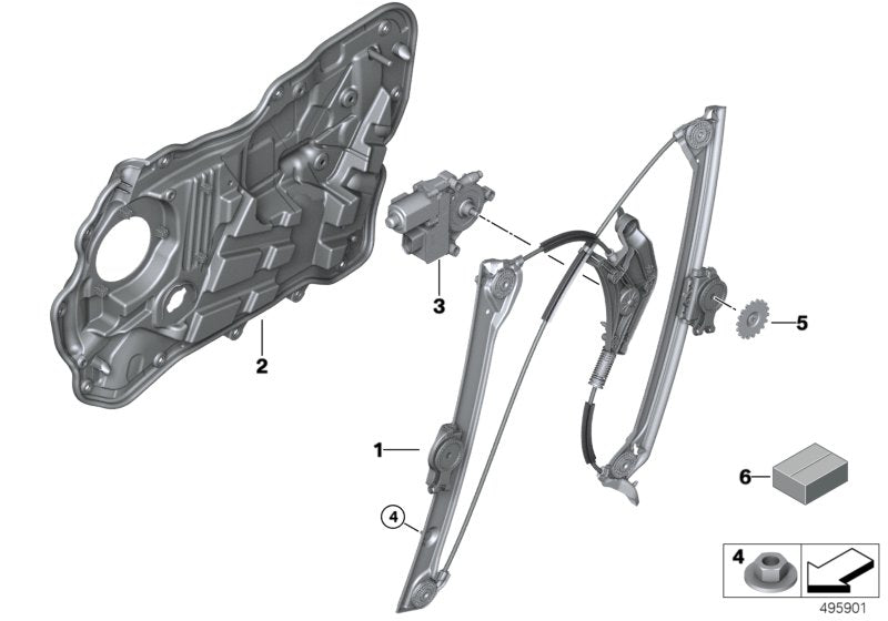 Genuine BMW 61358491132 G32 Drive, Window Lifter, Rear Right (Inc. 620d, 640iX & 640dX)