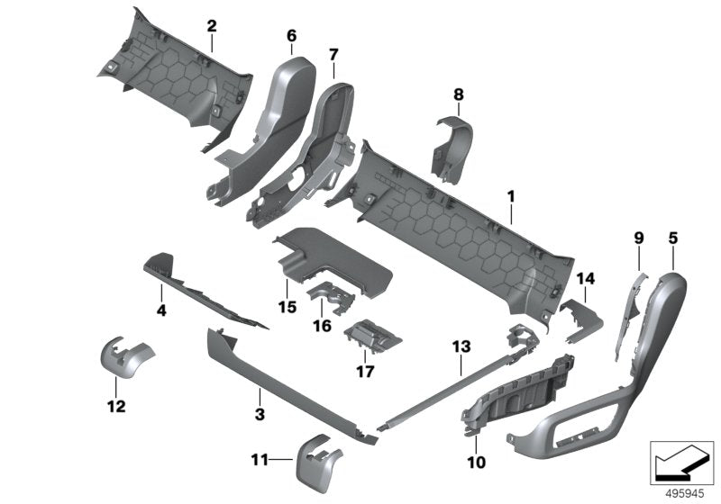 Genuine BMW 52207955886 G05 G07 Trim Pivot Point Inner SCHWARZ (Inc. X7)