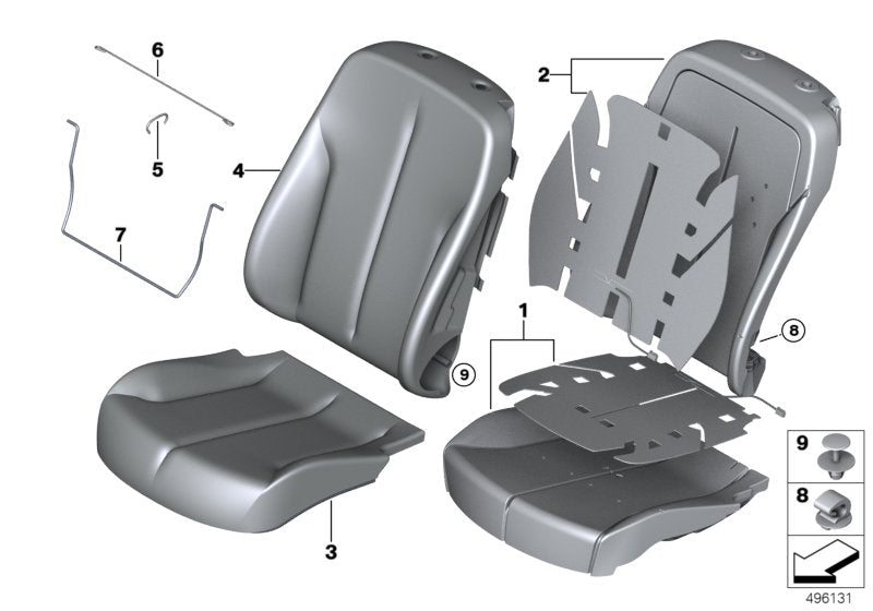Genuine BMW 52107388780 Upholstery, Base Seat,Imit.Leather,Right CIS (Inc. 428iX, 440iX & 430i)