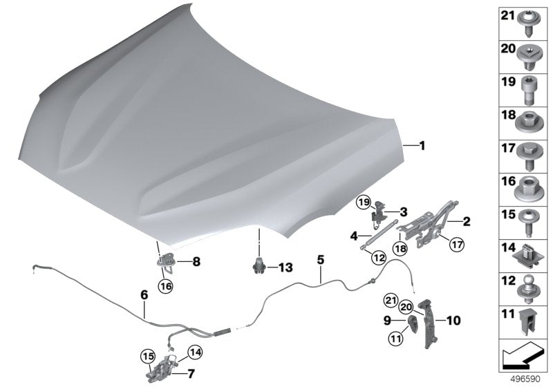 Genuine BMW 41008495965 G29 Left Engine Hood Hinge (Inc. Z4 M40i, Z4 30i & Z4 20i)