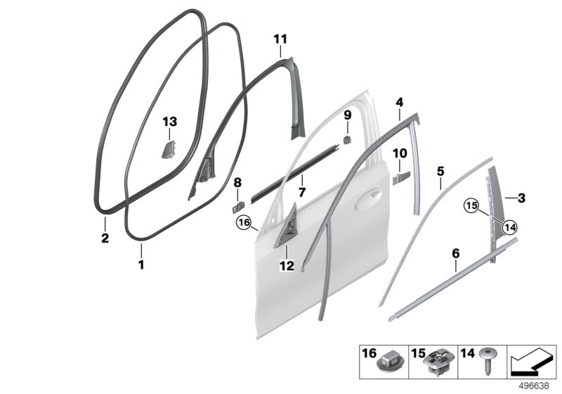 Genuine BMW 51337485820 G20 G21 Trim, Window Frame, Upper, Door Fr Right BLACK (Inc. 320iX, 320dX & 320i 1.6)
