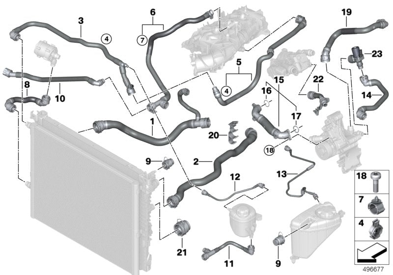 Genuine BMW 17129895915 G32 G30 G31 Hose Radiator-Water Pump (Inc. 530iX, 730i & 520i)