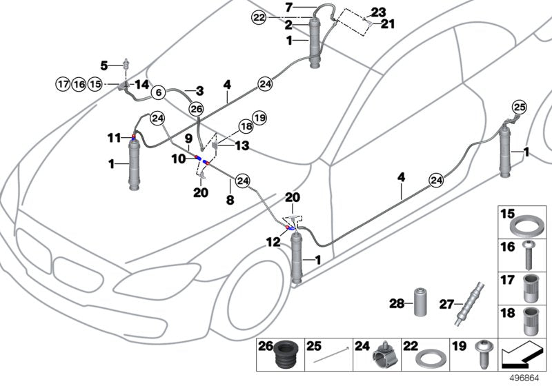 Genuine BMW 71128420402 Pressure Hose Assy FRONT > REAR (Inc. M6 GT3)