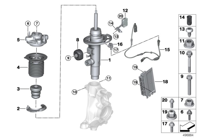 Genuine BMW 37106895062 G20 Spring Strut Front Right Vdc AWD (Inc. 330dX & M340iX)