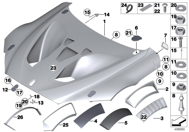 Genuine BMW 41618428332 Shim F. BONNET PIN (Inc. M6 GT3)