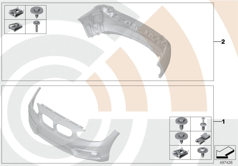 Genuine BMW 51112467370 F20 F21 Set Of Mounted Parts, Bumper, Front VALUE LINE (Inc. 118dX, M135i & 114i)