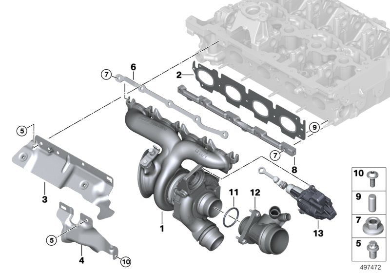 Genuine BMW 11658631904 G29 G02 Turbocharger With Exhaust Manifold (Inc. X3)