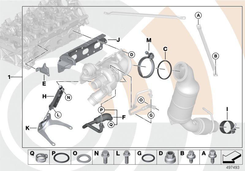 Genuine BMW 11652469934 Installation Kit For Turbocharger VALUE LINE (Inc. 328dX, 328d & 320dX)