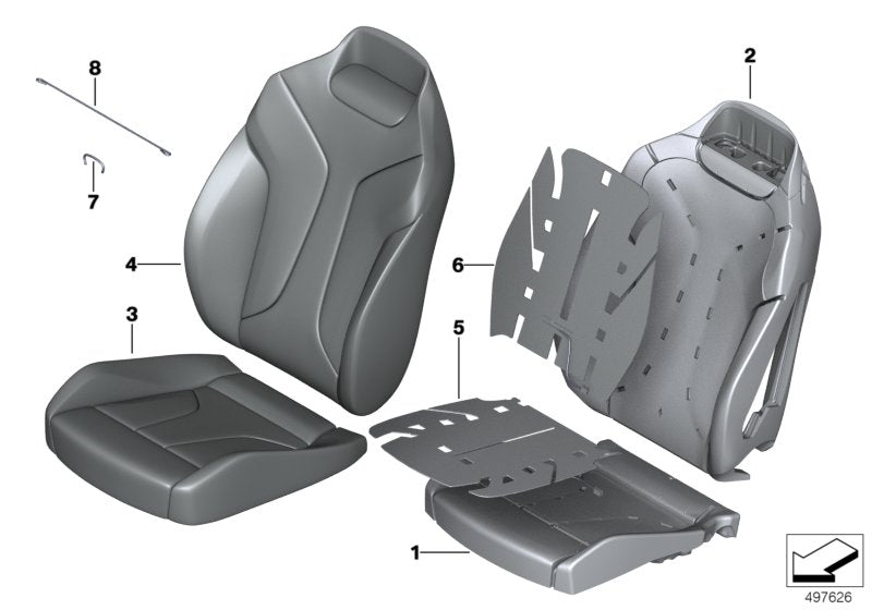 Genuine BMW 52107940595 G14 G15 Cover Backrest Leather Left ELF.WEISS (Inc. 840dX, 840i & 840iX)