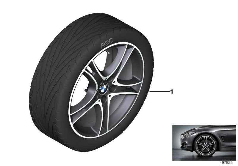 Genuine BMW 36110077823 F40 F44 Tpm Tire And Wheel, Summer, Orbitgrey 225/40R18 92Y (Inc. 120dX, 118d & 116d)