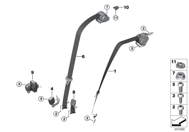 Genuine BMW 72118076377 G20 Upper Belt Rear Left SCHWARZ M (Inc. 330i, 330iX & M340iX)