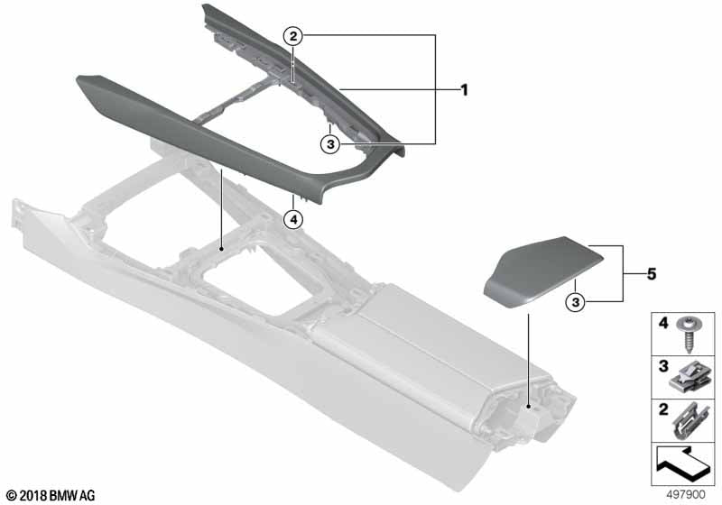 Genuine BMW 51166994113 Cover Centre Console, Rear COGNAC